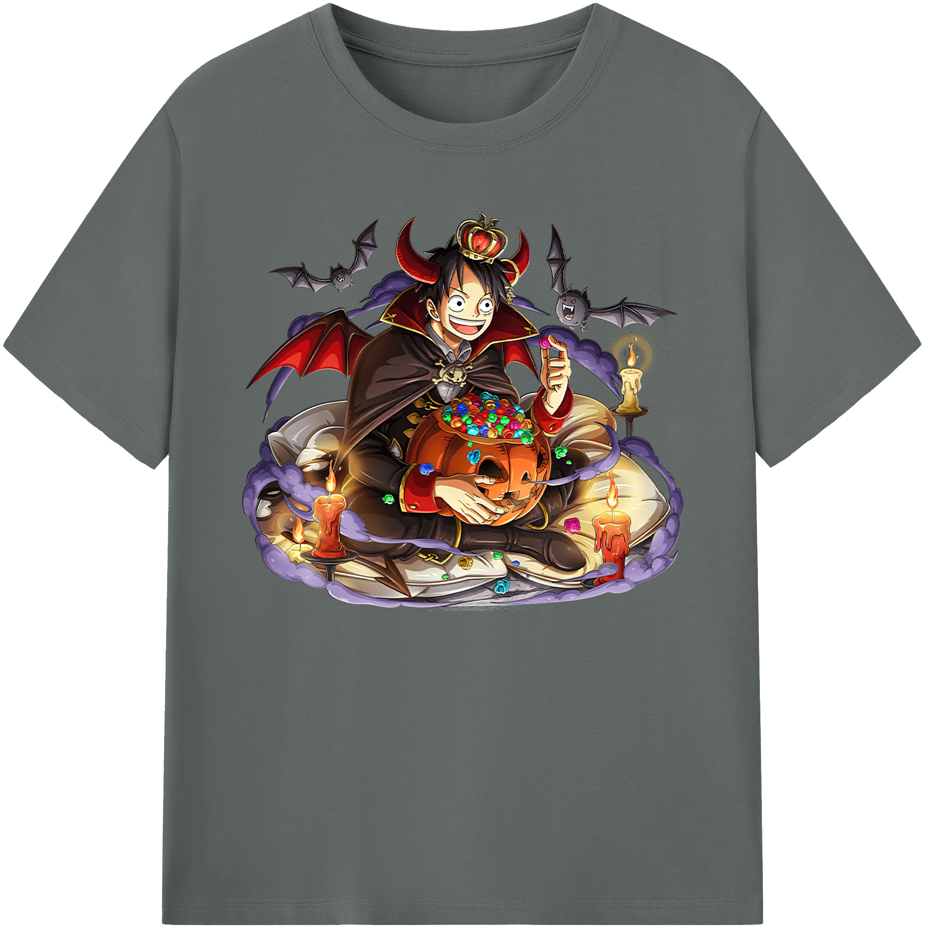 （画像用） ワンピース モンキー・D・ルフィ ONE PIECE Monkey D. Luffy 綿100％ メンズ半袖Tシャツ｜肌触りやわらか＆通気性